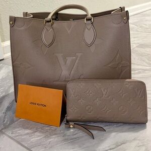 Louis Vuitton Turtledove Onthego MM and Zippy Wallet Set LIKE NEW!